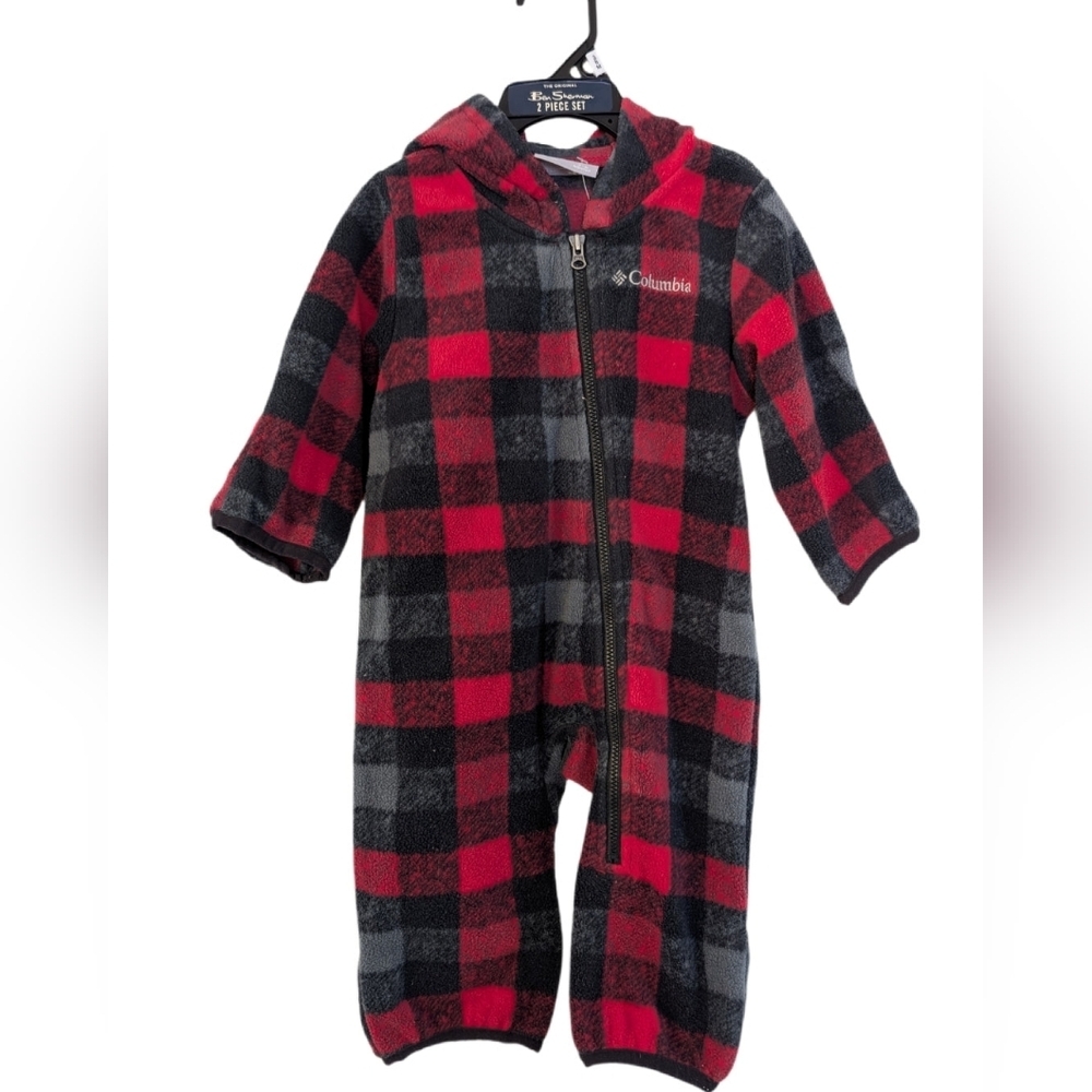 Columbia Red and Black Plaid Infant Onesie